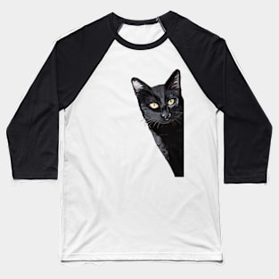 Funny BlackCat Print Baseball T-Shirt